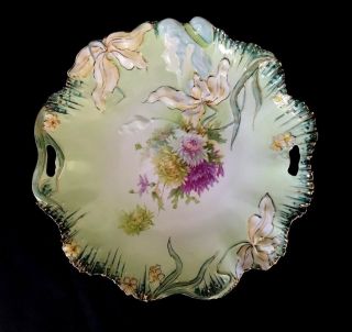 Rs Prussia Icicle Mold Hidden Image Handled Plate Bowl Floral Gold Trim 11
