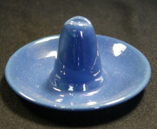 Vintage Bauer Pottery Los Angeles Blue Sombrero Cowboy Hat Ashtray 3