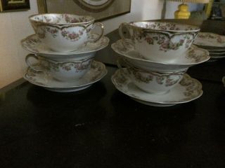 Haviland Limoges Schleiger 270 Set Of 4 Cups & Saucers Swags Roses & Double Gold