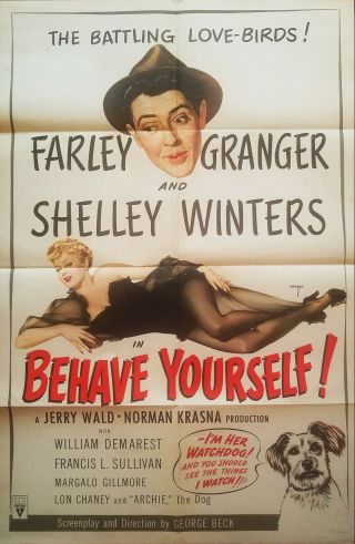 Behave Yourself (1951) Shelley Winters Stunningly Sexy Vargas Art Orig 27x41