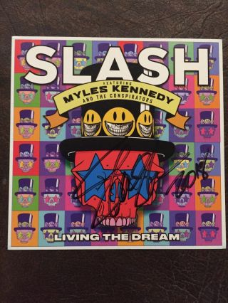 Slash Signed “living The Dream” Cd Cover Insert And Cd - Guns ‘n Roses
