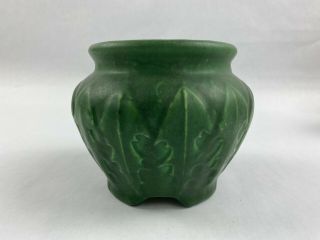 Antique Owens Mission Arts Crafts Matte Green Dandelion Jardiniere Pottery Vase