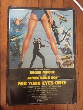 James Bond For Your Eyes Only Double - Sided Poster From The Uk