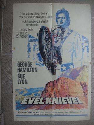 Evel Knievel Us 1 Sheet 27x41 " Movie Poster Film Cinema 1971 F/vf (c7)