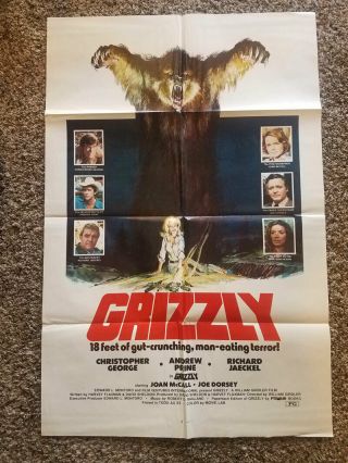 Grizzly Movie Poster 1976 One Sheet 27x41 Christopher George Horror