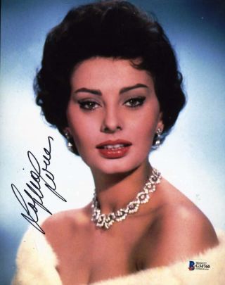 Sophia Loren Bas Beckett Hand Signed 8x10 Photo Autograph 5