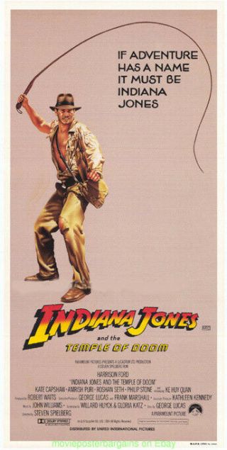 Indiana Jones And The Temple Of Doom Movie Poster 13x30 Orig.  Australian Daybill