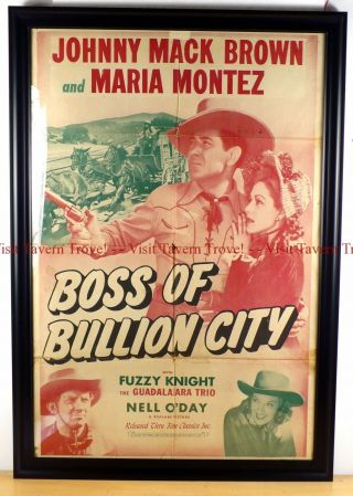 1949 Boss Of Bullion City 27x41 " Poster Johnny Mack Brown Fuzzy Knight