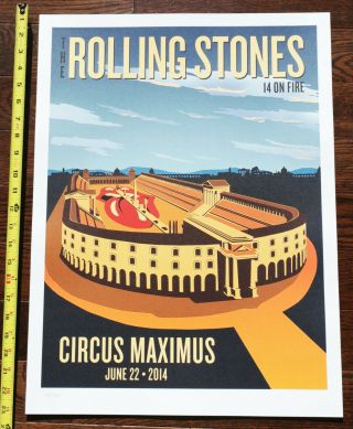 Rolling Stones 14 On Fire Tour 2014 Circus Italy 172/500 Lithograph Poster