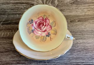 Paragon Double Warrant Tea Cup And Saucer Set Floating Cabbage Rose,  Handpainted