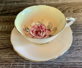 Paragon Double Warrant Tea Cup and Saucer Set Floating Cabbage Rose,  Handpainted 2
