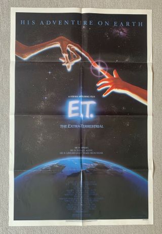 Et E.  T.  Original1982 Release One Sheet / Movie Poster Folded Nss Issue - Exc Cond