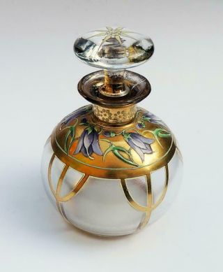 Art Nouveau Enamel Glass Scent Bottle C1900