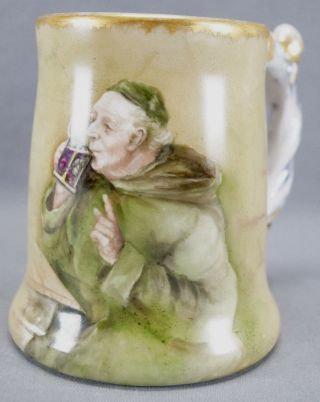 Jean Pouyat Limoges Hand Painted Signed Kr Monk Marbleized Tankard Circa 1907