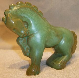 Vintage Frankoma Pottery Prarie Green Circus Horse Ada Clay