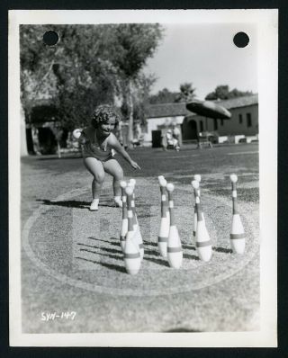 1936 20th Fox 4x5 Keybook Photo - Shirley Temple Bowling Palm Springs