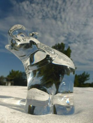 Spectacular Vintage 3 1/3 " Signed Steuben Glass Crystal Elephant Figurine