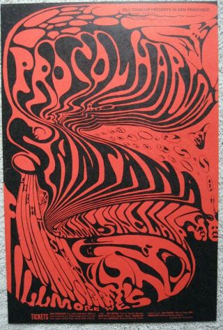 1968 Lee Conklin Santana Procul Harum Bill Graham Fillmore Poster Bg 143