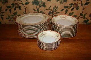 30 - Vintage Meito China V2161 Dinner (11) Berry (8) Coupe Soup Bowl (11)