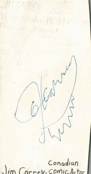 Jim Carrey Actor Comedian Batman The Mask Autographed Signed Index Card Jsa