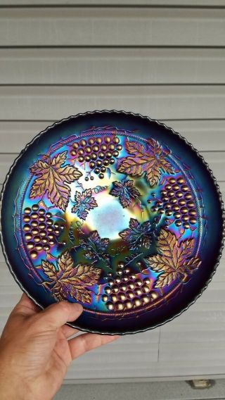 Electric Amethyst Northwood Carnival Glass Grape & Cable Large Bowl Wow