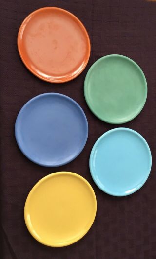 5 Catalina Island Pottery Rolled Edge Dinner Plates