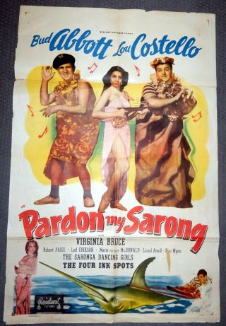 R - 1953 Pardon My Sarong 27x41 One Sheet Movie Poster Abbott & Costello