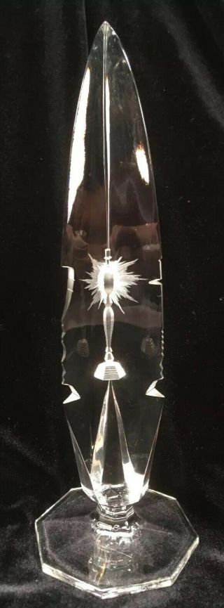 Vtg Nachtmann Cut Crystal Glass Obelisk Sculpture Cross/monstrance/chalice