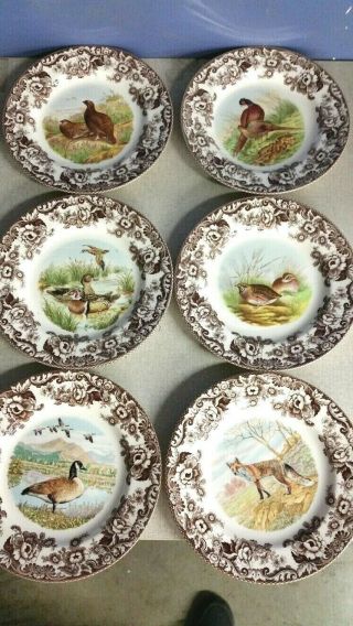 Spode Woodland Set Of 6 Dinner Plates Includes Red Fox And Canada Goose