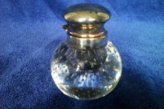 Pairpoint Crystal Inkwell Sterling Silver Lid 1925