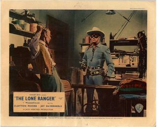 The Lone Ranger Lobby Card 1956 Clayton Moore Holding Gun Western Tv