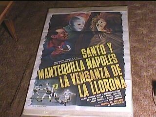Santo Vengeance Crying Woman 27x37 Mexican Movie Poster Wrestling Lucha Libre
