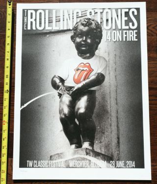 Rolling Stones 14 On Fire Tour 2014 Tw Cl.  Belgium 172/500 Lithograph Poster