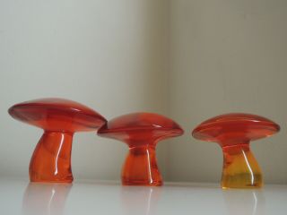 Vintage Viking Glass Mushroom Persimmon Large Medium Small Orange