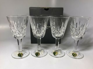 Set 4 Waterford Crystal Lismore Pattern White Wine Glasses W/ Box Nib