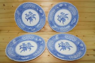 Spode Camilla Blue (4) Dinner Plates,  10 3/8 " Black Backstamp England