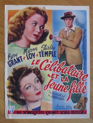 Bachelor & The Bobby - Soxer Cary Grant Belgian Movie Poster 