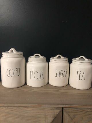 Rae Dunn Flour,  Coffee,  Sugar & Tea Canister Starter Set Of 4 Rare Vhtf