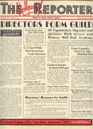 1936 Rare Hollywood Reporter " Directors Form Guild " Issue