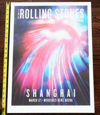 Rolling Stones 14 On Fire Tour 2014 Shanghai China 172/500 Lithograph Poster