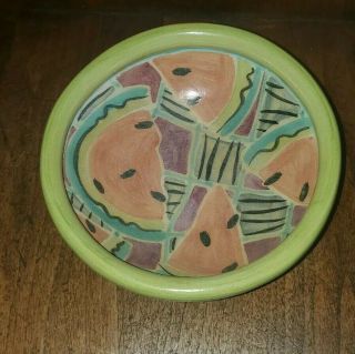 Vintage Ts Post California Redware Art Pottery Serving Bowl