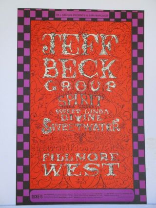Bg148 - Op1 Jeff Beck Spirit Fillmore Concert Poster Bill Graham