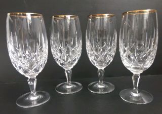 Gorham Lady Anne Gold Iced Tea Heavy Cut Crystal Glasses 7 5/8 " - Set Of 4