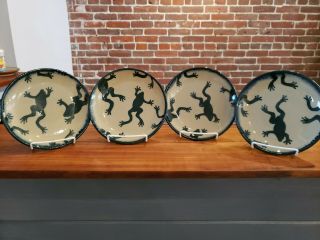 Monroe Salt Pottery Stoneware Frogs Salad Plate 7 1/2” Set Of 4