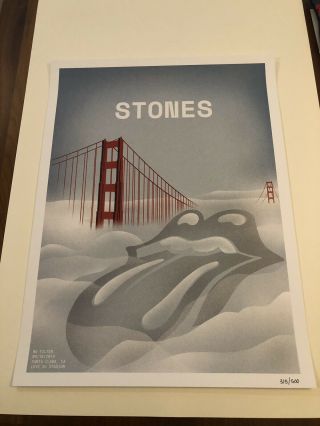 Rolling Stones Poster.  8/18/19 Santa Clara Numbered Ed.  No Filter Tour