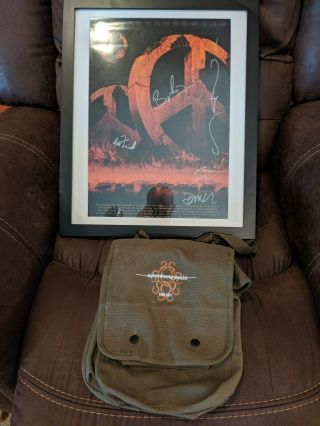 A Perfect Circle Tour 2011 Autographed Framed Poster And Bag