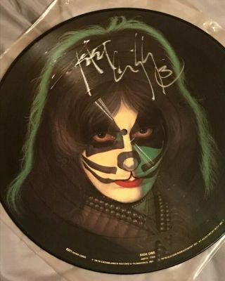 Kiss Peter Criss Signed 1978 Solo Lp Picture Disc Press Vinyl Aucoin