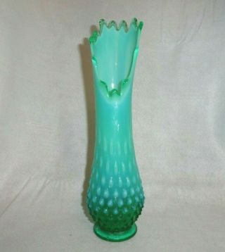 Vintage (1959 - 1961) Fenton Green Opalescent Hobnail Medium Swung Vase