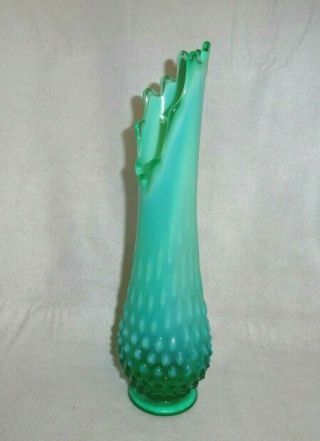 Vintage (1959 - 1961) Fenton Green Opalescent Hobnail Medium Swung Vase 2