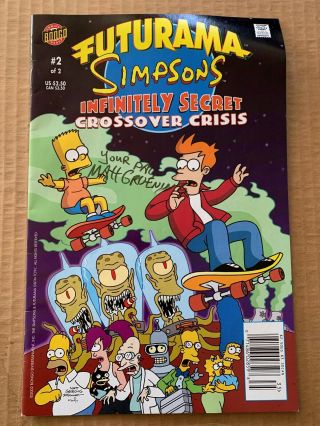 Matt Groening Autographed Simpsons Futurama Crossover Crisis 2002 Bongo Comic